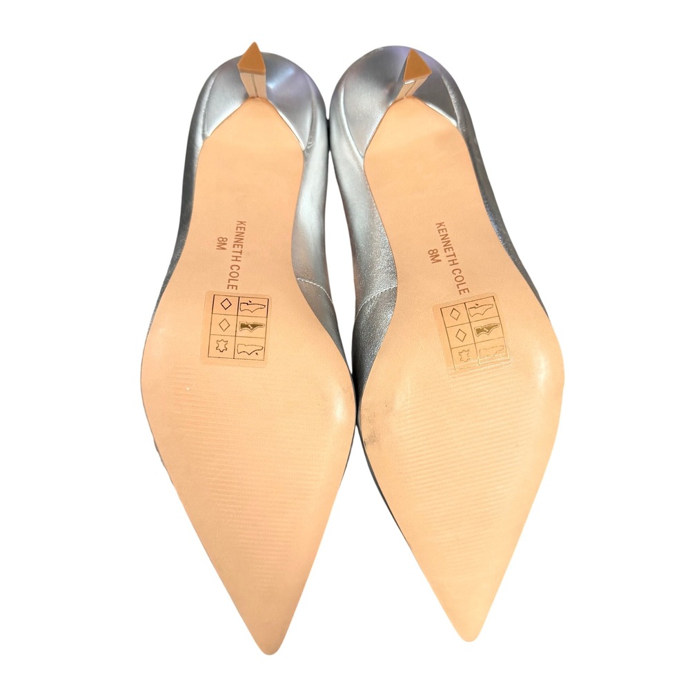 Kenneth Cole Beatrix Pumps Womens 8M‎ Silver Pointed Toe Stiletto Metallic Heels - Picture 7 of 13